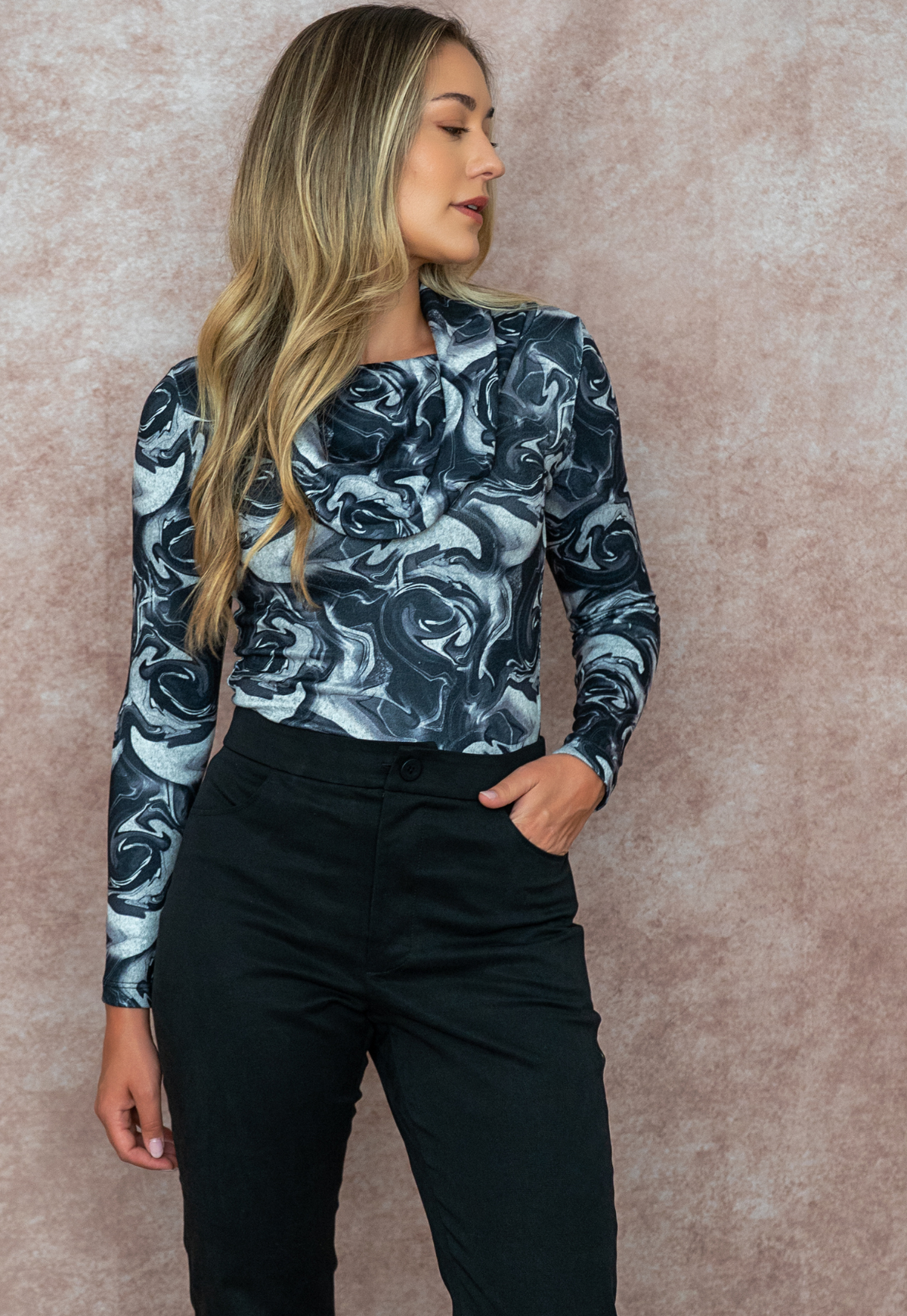 Top Briggite Black Prt
